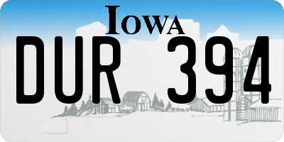 IA license plate DUR394
