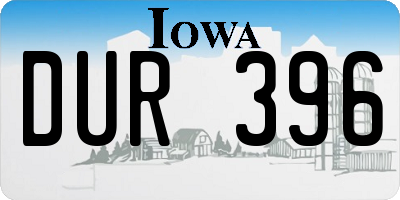 IA license plate DUR396