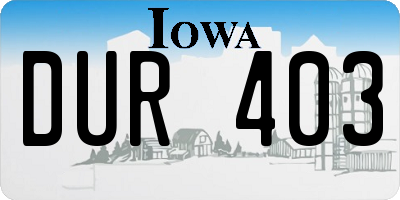 IA license plate DUR403