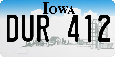IA license plate DUR412