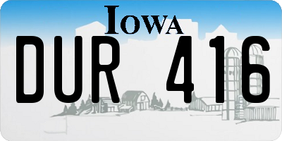 IA license plate DUR416