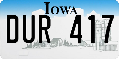 IA license plate DUR417