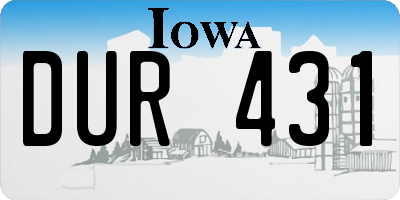 IA license plate DUR431