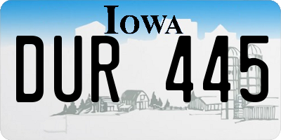 IA license plate DUR445