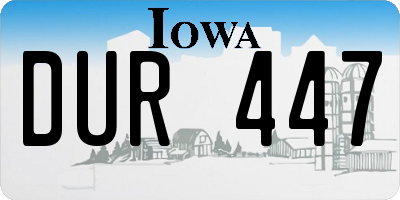 IA license plate DUR447