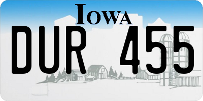 IA license plate DUR455