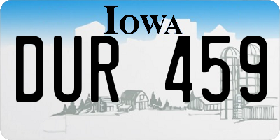 IA license plate DUR459