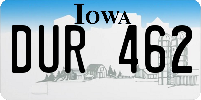 IA license plate DUR462