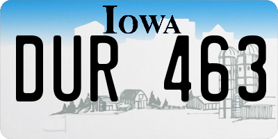 IA license plate DUR463