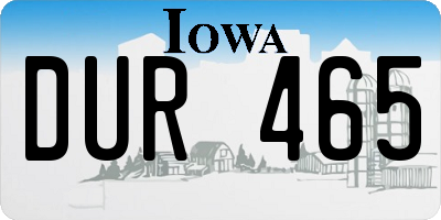 IA license plate DUR465