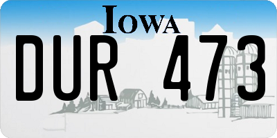 IA license plate DUR473