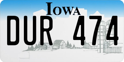 IA license plate DUR474