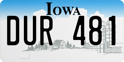 IA license plate DUR481