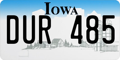 IA license plate DUR485