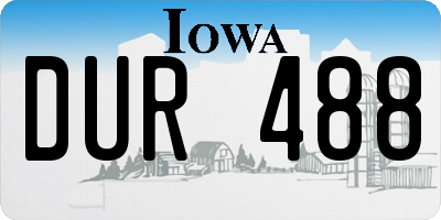IA license plate DUR488