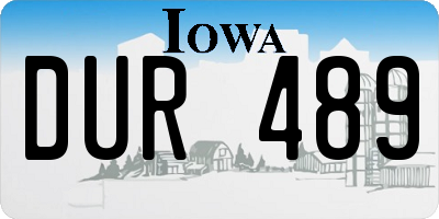 IA license plate DUR489