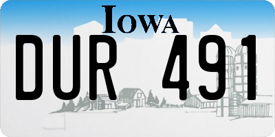 IA license plate DUR491