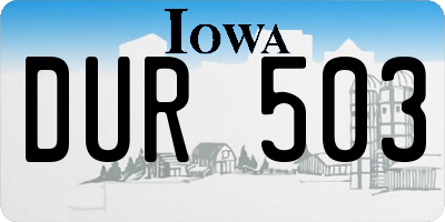 IA license plate DUR503
