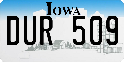 IA license plate DUR509