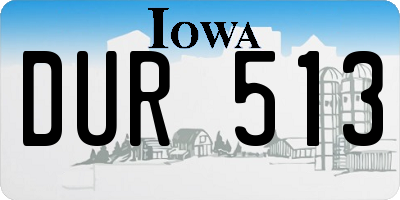 IA license plate DUR513