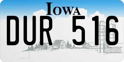 IA license plate DUR516