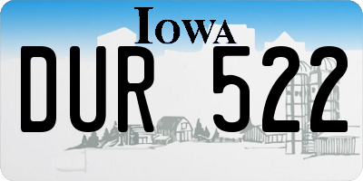 IA license plate DUR522