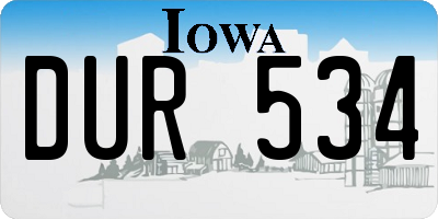 IA license plate DUR534