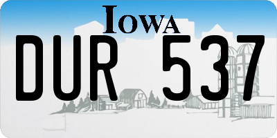 IA license plate DUR537