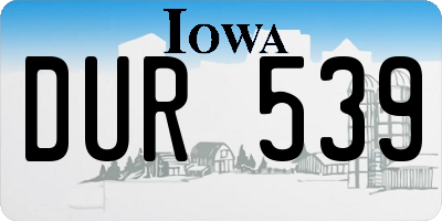 IA license plate DUR539