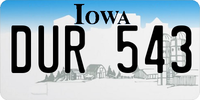 IA license plate DUR543