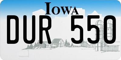 IA license plate DUR550