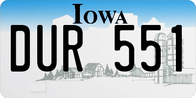 IA license plate DUR551