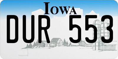 IA license plate DUR553