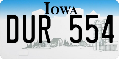IA license plate DUR554