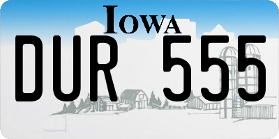 IA license plate DUR555