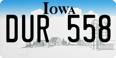 IA license plate DUR558