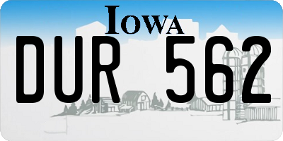 IA license plate DUR562