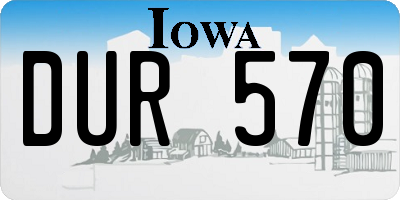 IA license plate DUR570