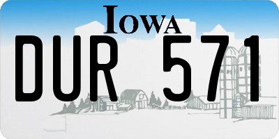 IA license plate DUR571