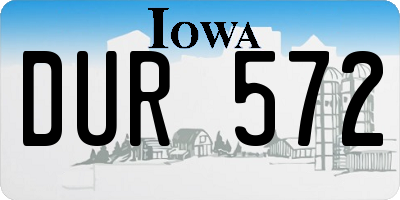 IA license plate DUR572