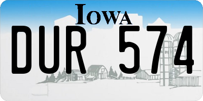 IA license plate DUR574
