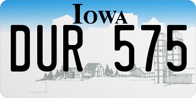 IA license plate DUR575