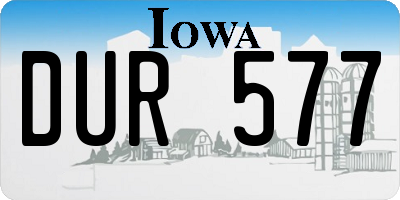 IA license plate DUR577