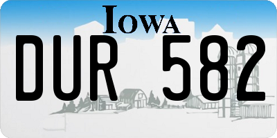 IA license plate DUR582