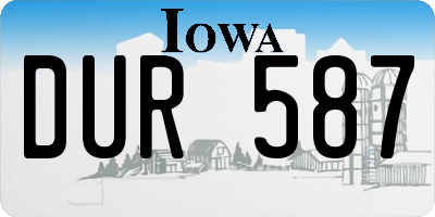 IA license plate DUR587