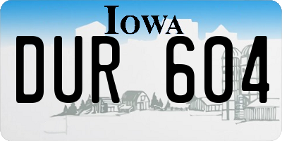 IA license plate DUR604
