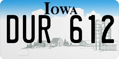 IA license plate DUR612