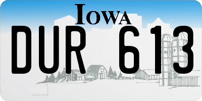 IA license plate DUR613