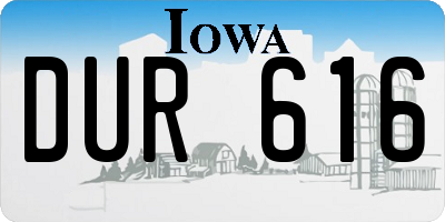 IA license plate DUR616