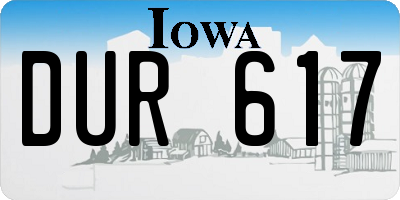IA license plate DUR617